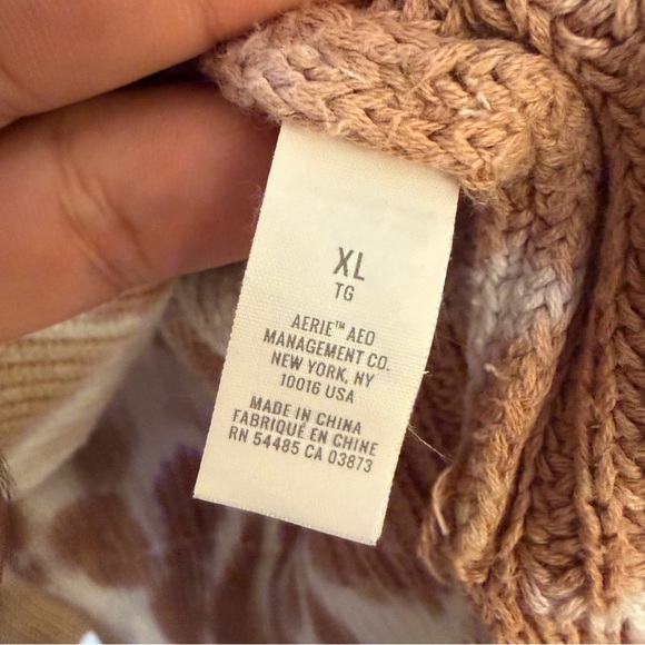 Aerie Brown White Tie Dye Cotton Knit Sweater – Size XL - Picture 5 of 8